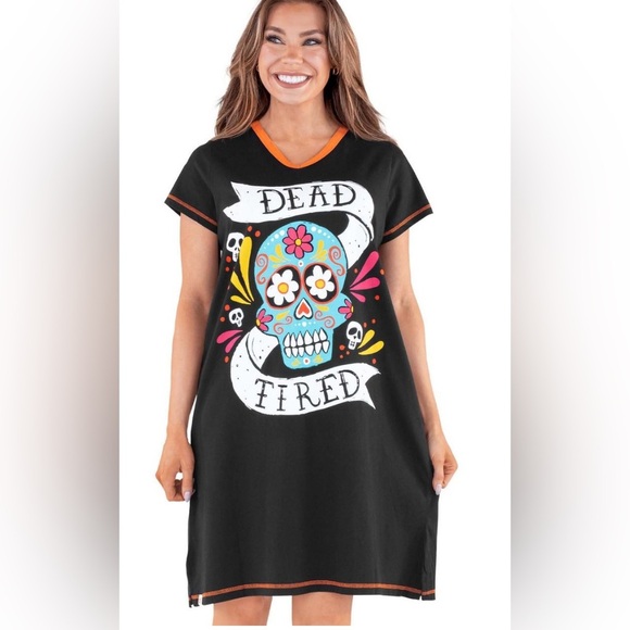 Lazy One Black Dead Tired Nightgown - Picture 3 of 5